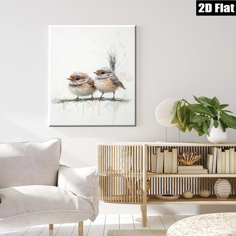 2D flat 1pc charming songbirds perched upon branch delightful wall art for living room bedroom farmhouse decor modern minimalist aesthetic gallery wrapped canvas prints