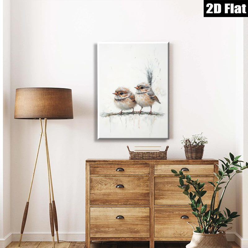 2D flat 1pc charming songbirds perched upon branch delightful wall art for living room bedroom farmhouse decor modern minimalist aesthetic gallery wrapped canvas prints