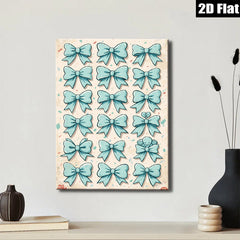 2D flat 1pc charming teal bow art prints for gallery wall bedroom living room decor farmhouse style modern minimalist aesthetic