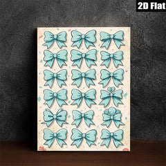 2D flat 1pc charming teal bow art prints for gallery wall bedroom living room decor farmhouse style modern minimalist aesthetic