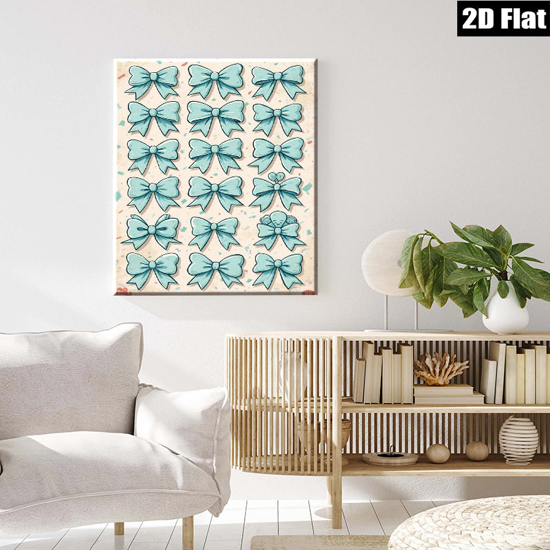 2D flat 1pc charming teal bow art prints for gallery wall bedroom living room decor farmhouse style modern minimalist aesthetic