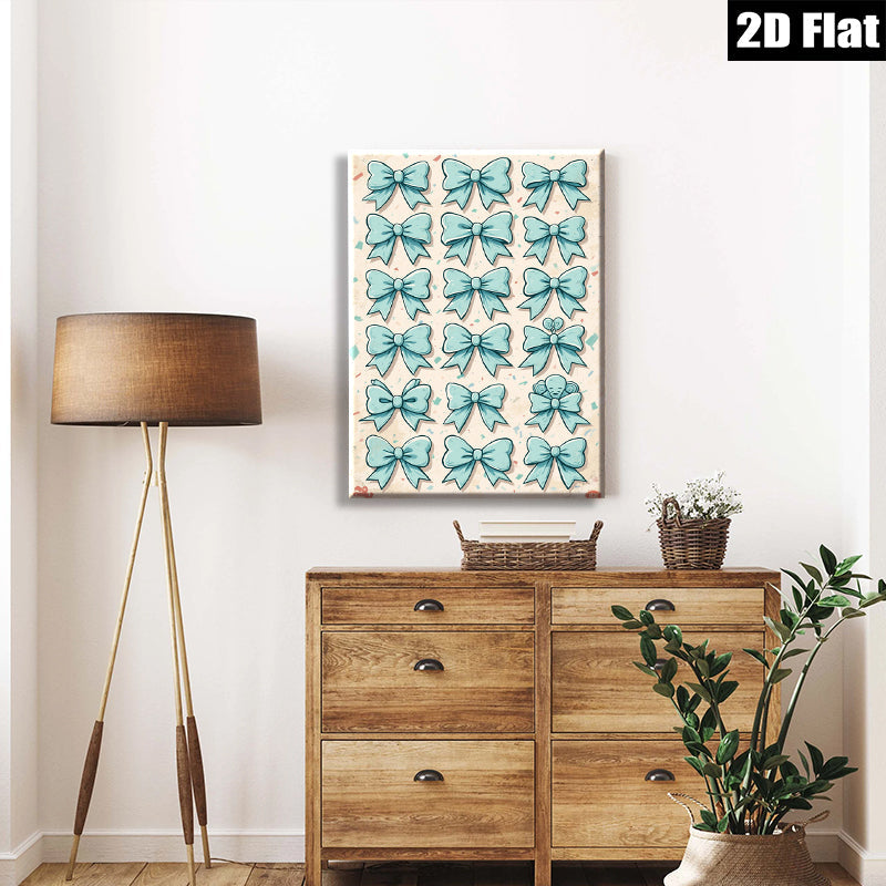 2D flat 1pc charming teal bow art prints for gallery wall bedroom living room decor farmhouse style modern minimalist aesthetic