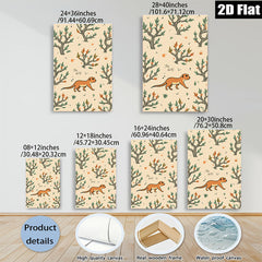 2D flat 1pc charming weasel illustration botanical wall art cozy farmhouse decor living room bedroom gallery wrapped canvas print modern minimalist style