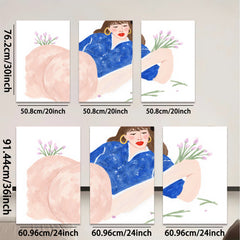 2D flat 1pc charming woman floral bouquet canvas wall art bedroom living room decor farmhouse style modern minimalist gallery wrapped