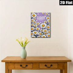 2D flat 1pc cheerful daisy floral pattern wall art bedroom living room decor farmhouse style botanical prints gallery wrapped canvas modern minimalist