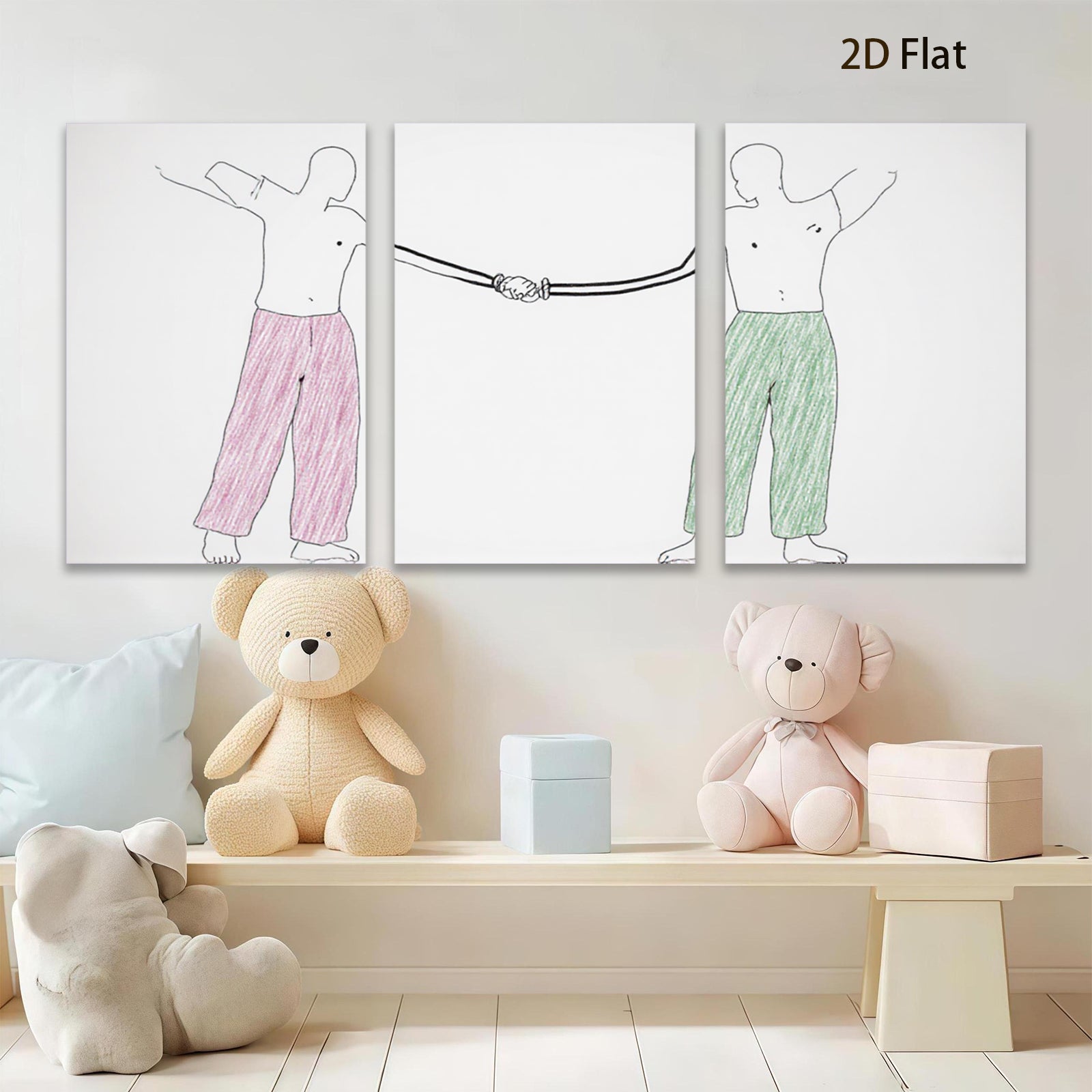 2D flat 1pc connecting hands minimalist line art print bedroom living room wall decor modern farmhouse aesthetic gallery wrapped canvas prints