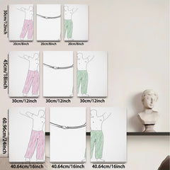 2D flat 1pc connecting hands minimalist line art print bedroom living room wall decor modern farmhouse aesthetic gallery wrapped canvas prints