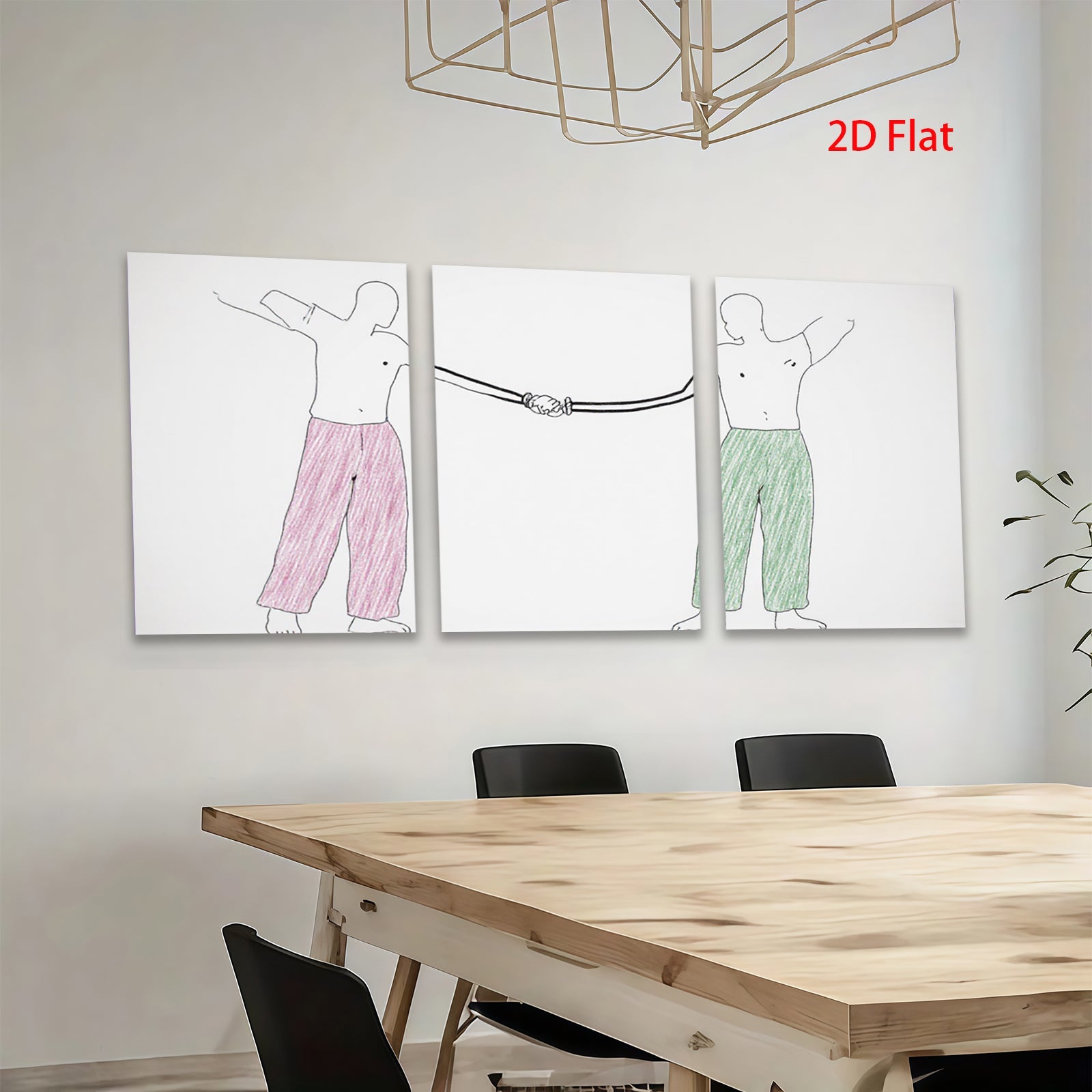 2D flat 1pc connecting hands minimalist line art print bedroom living room wall decor modern farmhouse aesthetic gallery wrapped canvas prints
