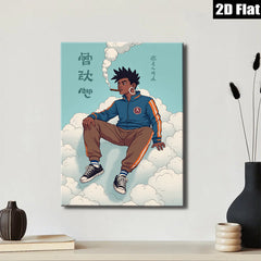 2D flat 1pc cool urban youth relaxing among clouds modern wall art bedroom living room decor gallery wrapped canvas prints minimalist aesthetic