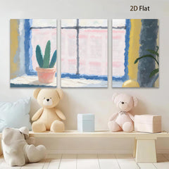 2D flat 1pc cozy window plant still life botanical wall art farmhouse decor living room bedroom gallery wrapped canvas print