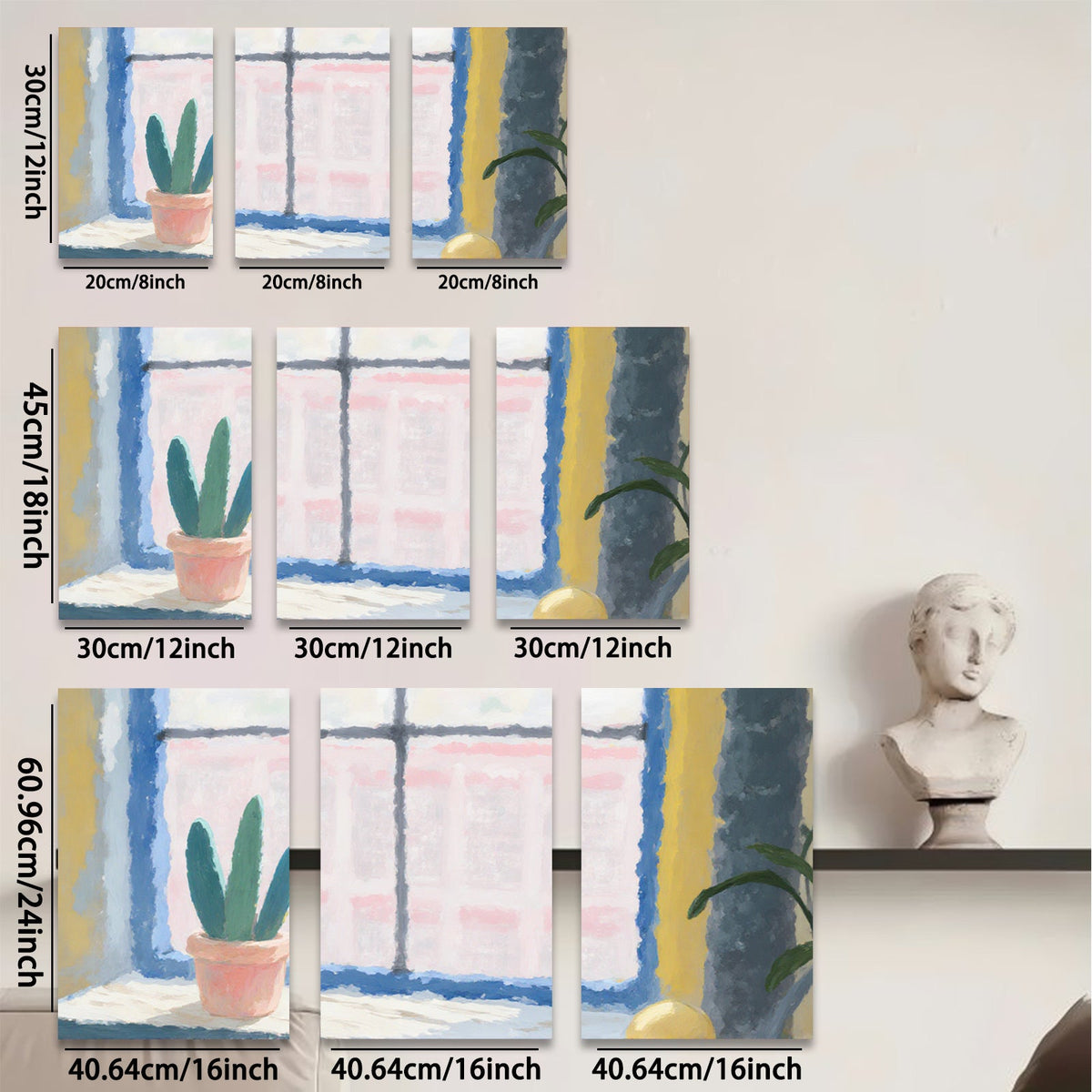 2D flat 1pc cozy window plant still life botanical wall art farmhouse decor living room bedroom gallery wrapped canvas print
