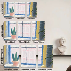 2D flat 1pc cozy window plant still life botanical wall art farmhouse decor living room bedroom gallery wrapped canvas print