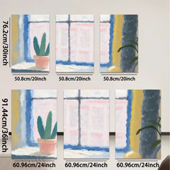 2D flat 1pc cozy window plant still life botanical wall art farmhouse decor living room bedroom gallery wrapped canvas print