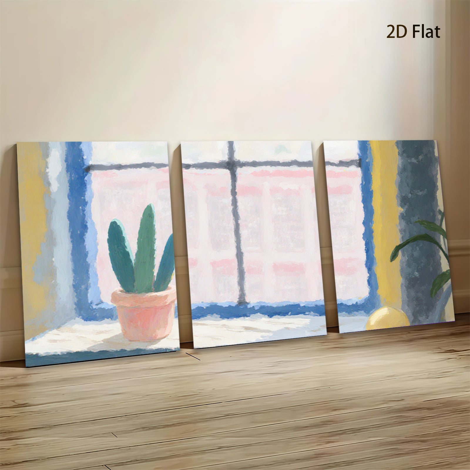 2D flat 1pc cozy window plant still life botanical wall art farmhouse decor living room bedroom gallery wrapped canvas print