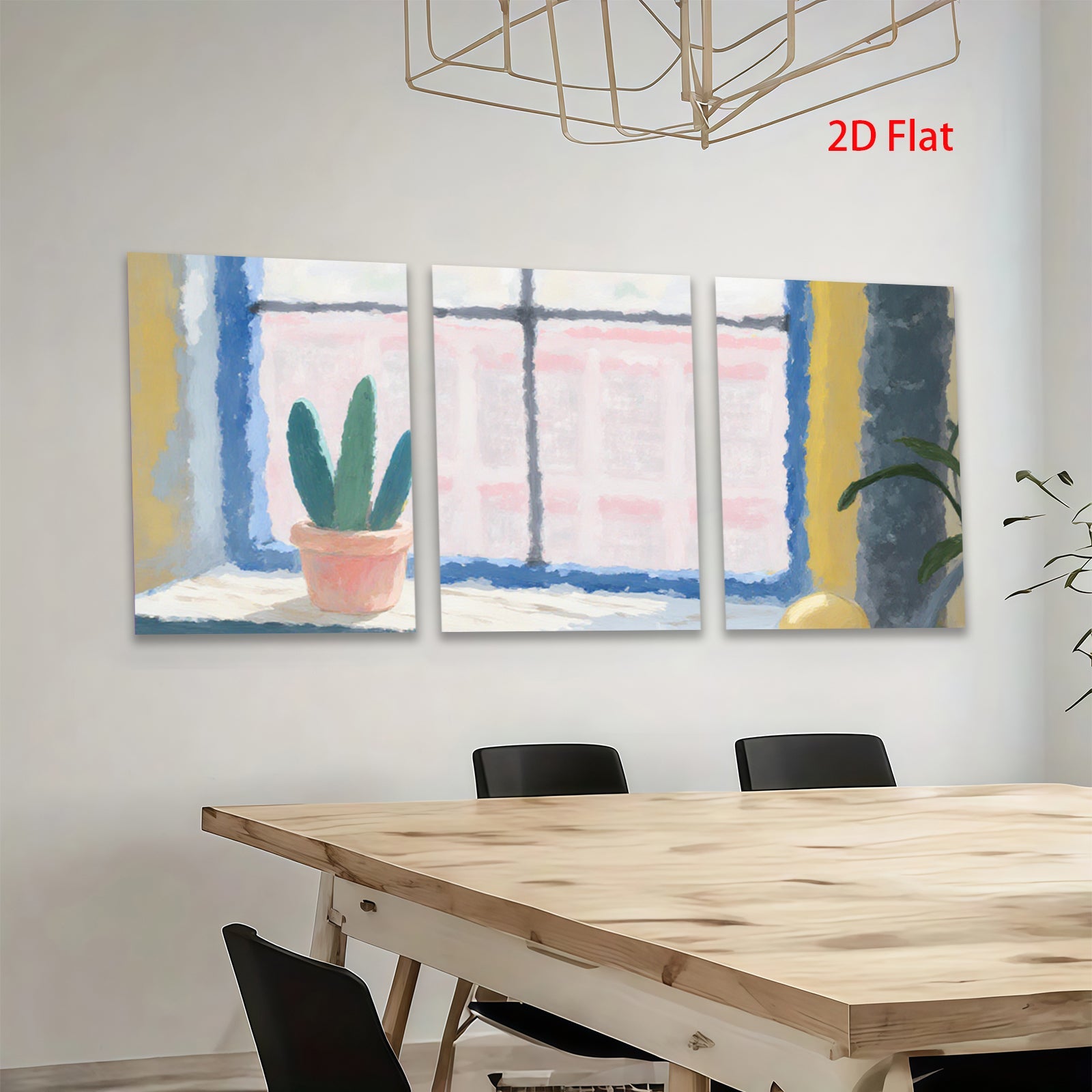 2D flat 1pc cozy window plant still life botanical wall art farmhouse decor living room bedroom gallery wrapped canvas print