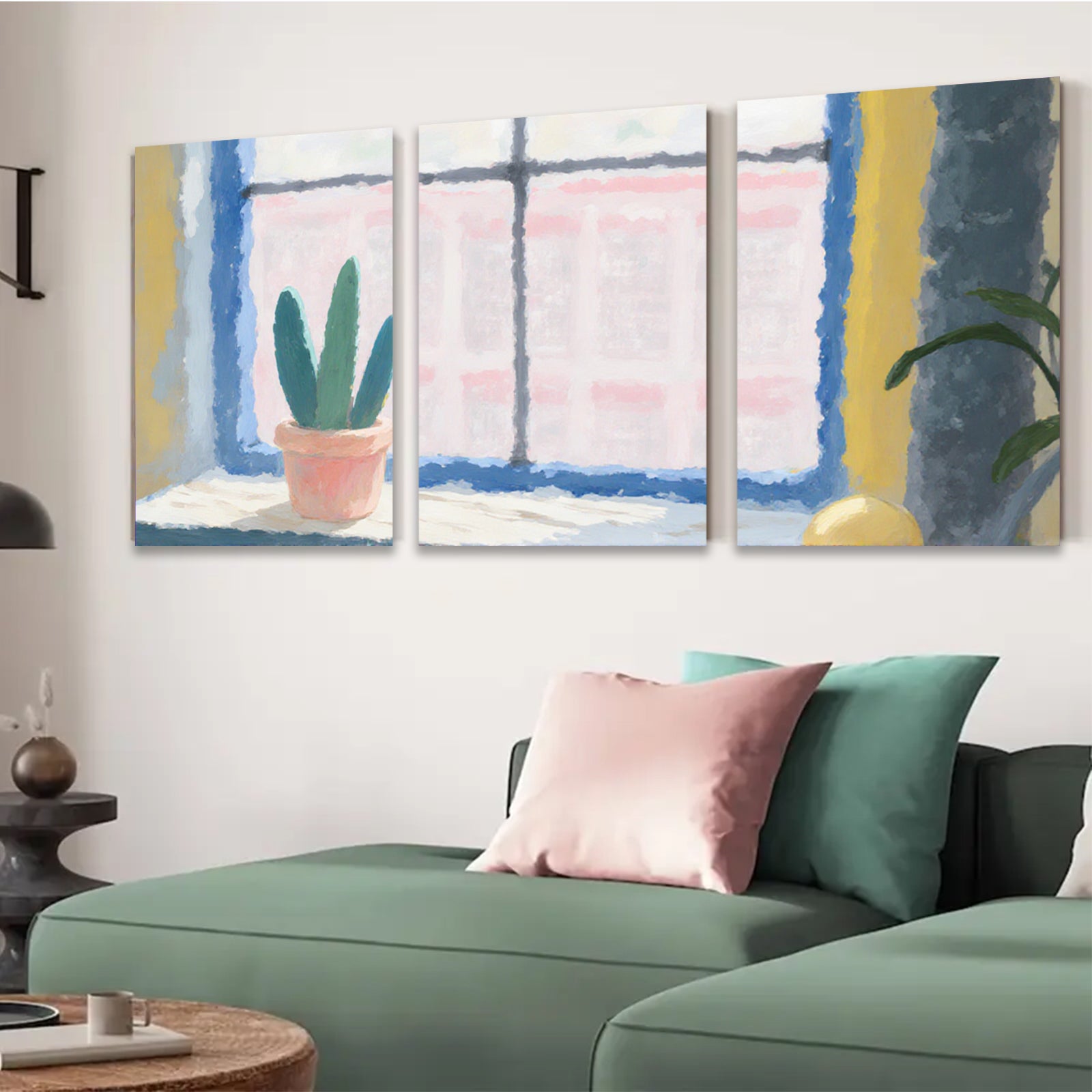 2D flat 1pc cozy window plant still life botanical wall art farmhouse decor living room bedroom gallery wrapped canvas print