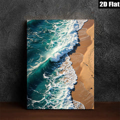 2D flat 1pc crashing ocean waves coastal beach serenity living room bedroom decor farmhouse wall art modern minimalist gallery wrapped canvas prints