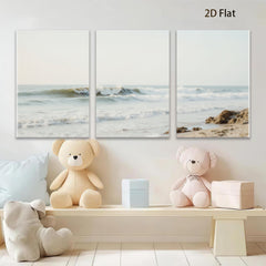 2D flat 1pc crashing waves coastal seascape wall art for living room bedroom home decor farmhouse style gallery wrapped canvas prints modern minimalist aesthetic