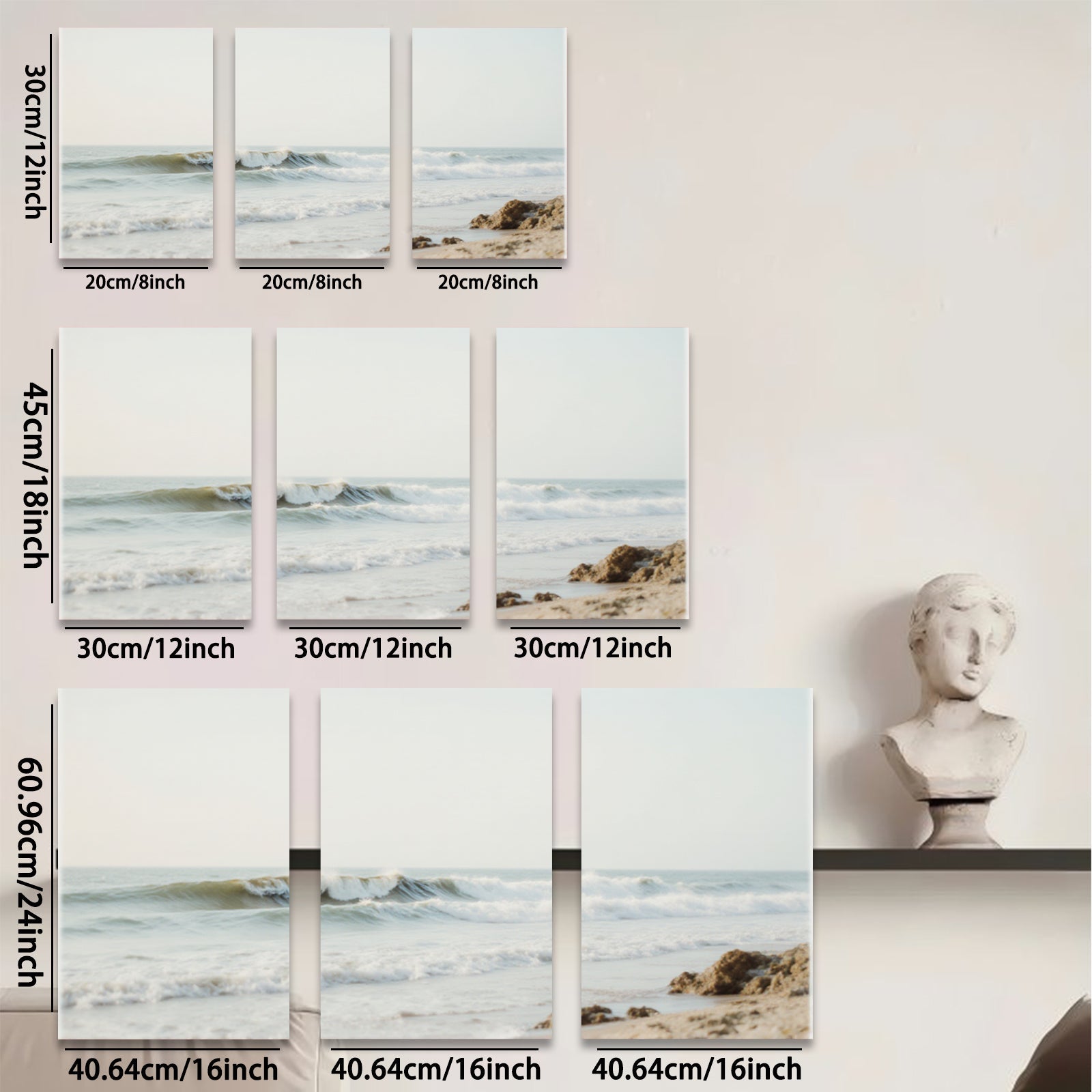 2D flat 1pc crashing waves coastal seascape wall art for living room bedroom home decor farmhouse style gallery wrapped canvas prints modern minimalist aesthetic