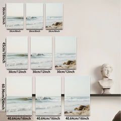 2D flat 1pc crashing waves coastal seascape wall art for living room bedroom home decor farmhouse style gallery wrapped canvas prints modern minimalist aesthetic
