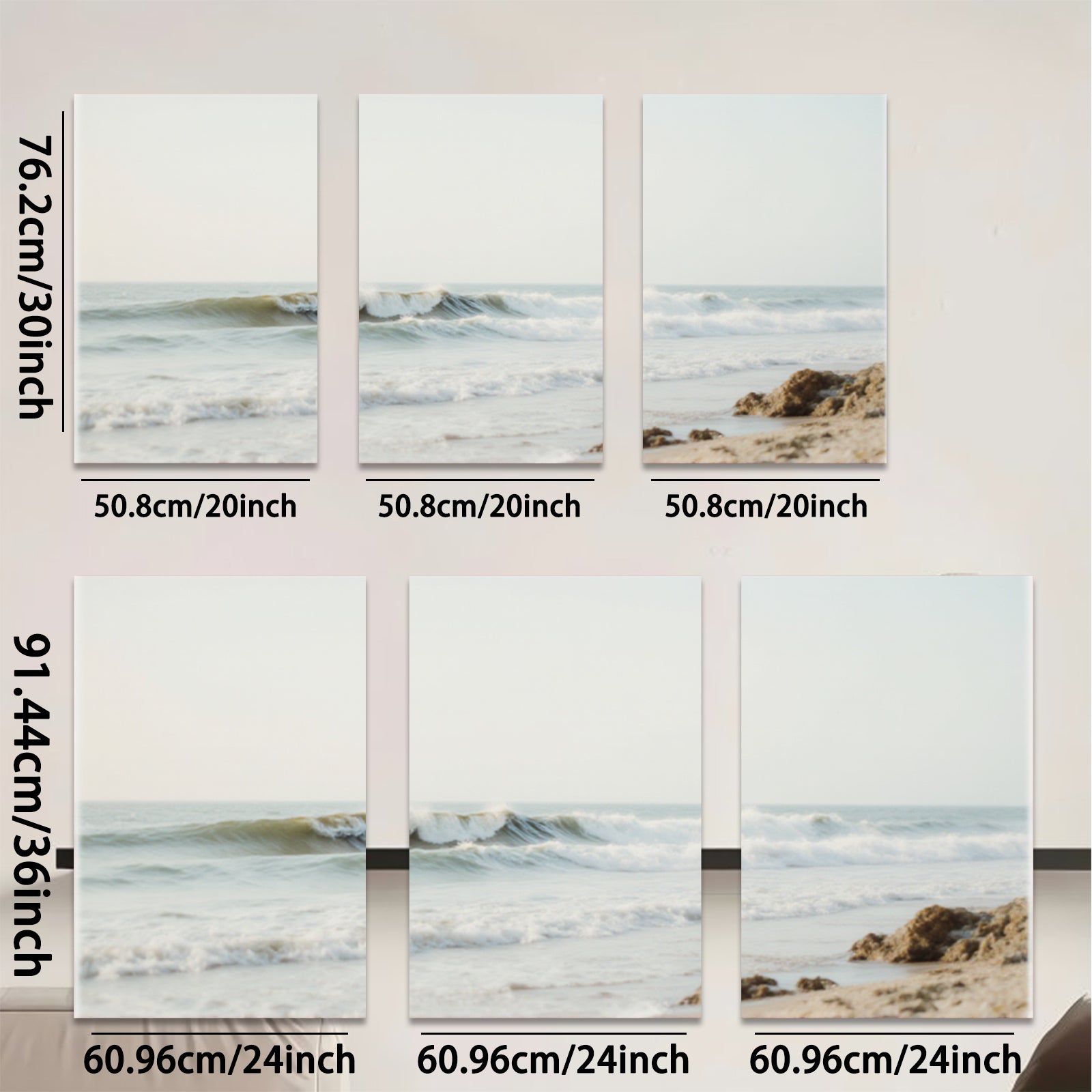 2D flat 1pc crashing waves coastal seascape wall art for living room bedroom home decor farmhouse style gallery wrapped canvas prints modern minimalist aesthetic
