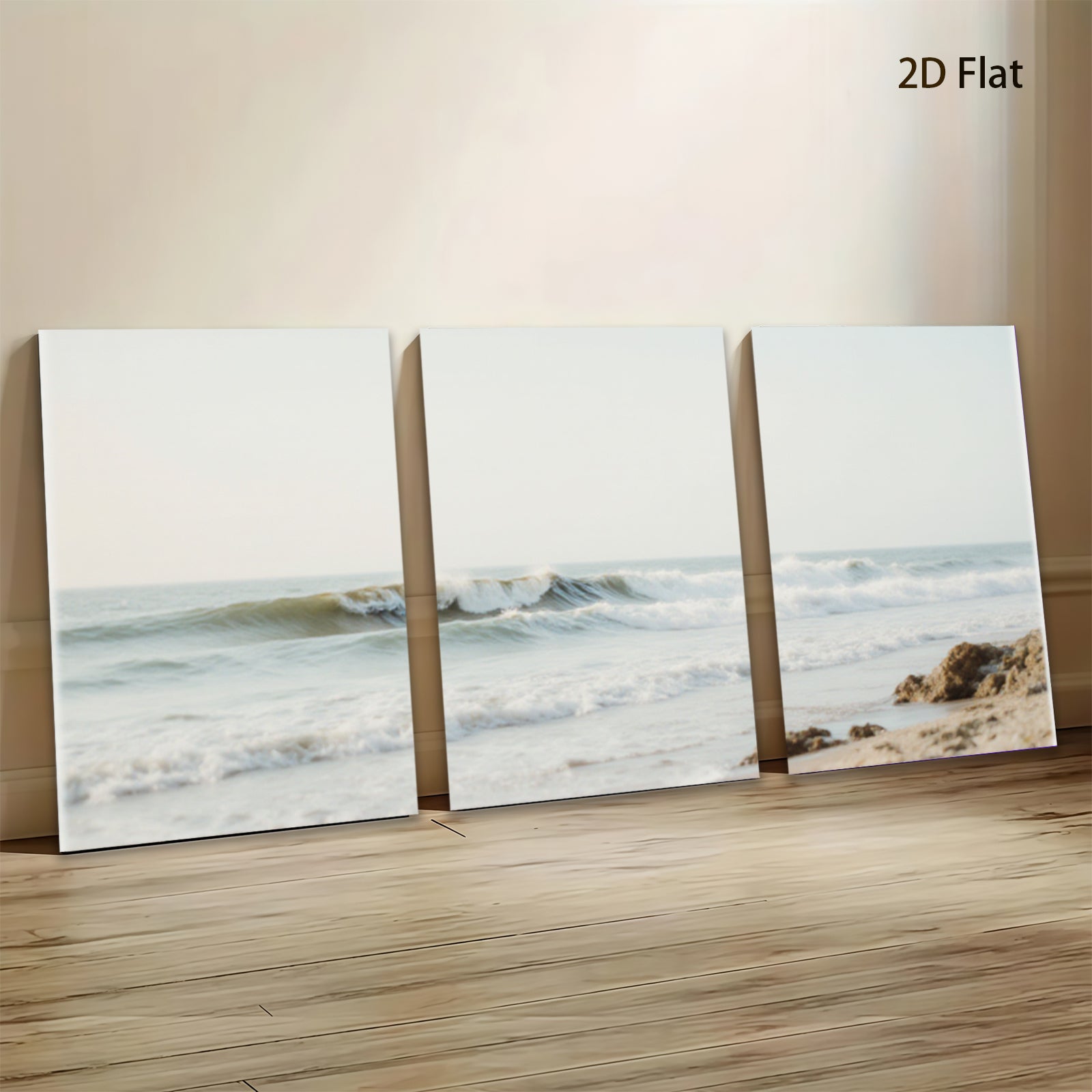 2D flat 1pc crashing waves coastal seascape wall art for living room bedroom home decor farmhouse style gallery wrapped canvas prints modern minimalist aesthetic