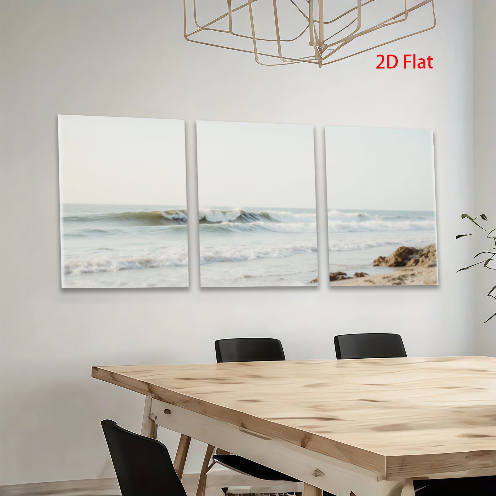 2D flat 1pc crashing waves coastal seascape wall art for living room bedroom home decor farmhouse style gallery wrapped canvas prints modern minimalist aesthetic