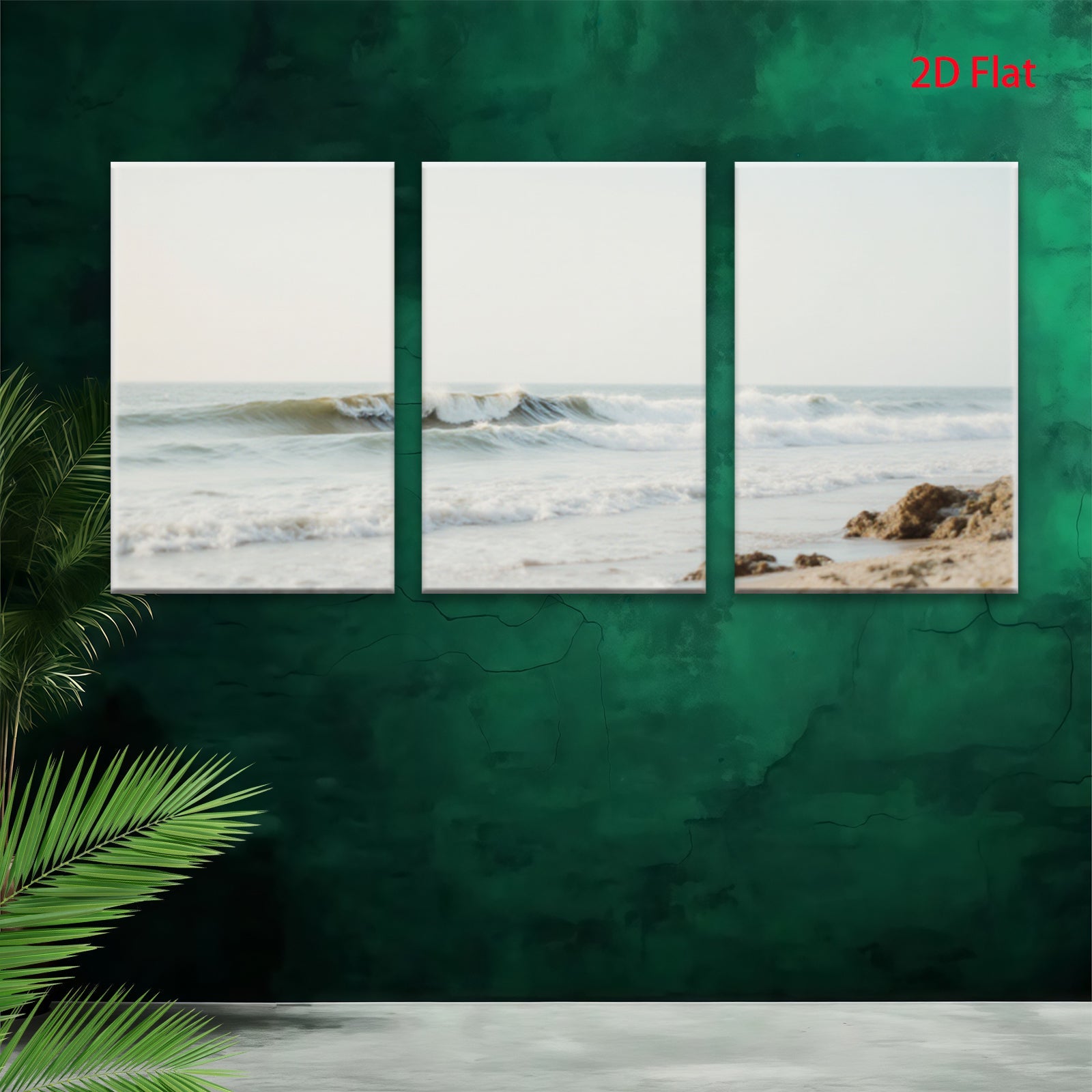 2D flat 1pc crashing waves coastal seascape wall art for living room bedroom home decor farmhouse style gallery wrapped canvas prints modern minimalist aesthetic