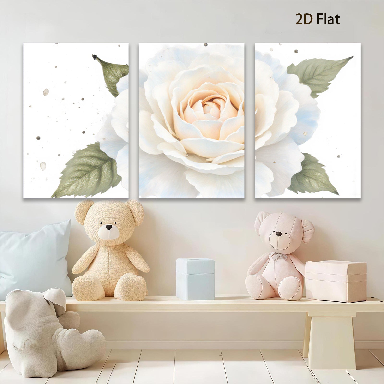 2D flat 1pc delicate blush rose bloom wall art canvas prints for living room bedroom farmhouse decor botanical floral paintings modern minimalist gallery wrapped