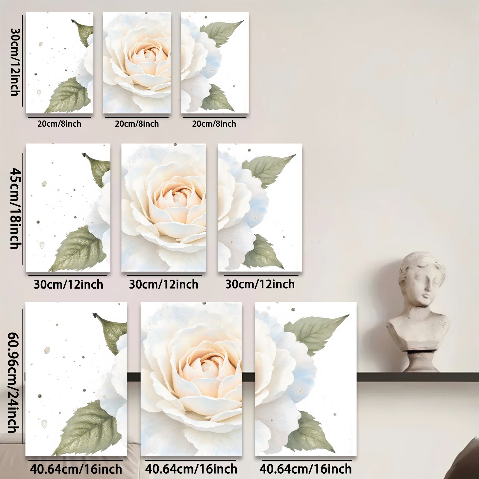 2D flat 1pc delicate blush rose bloom wall art canvas prints for living room bedroom farmhouse decor botanical floral paintings modern minimalist gallery wrapped