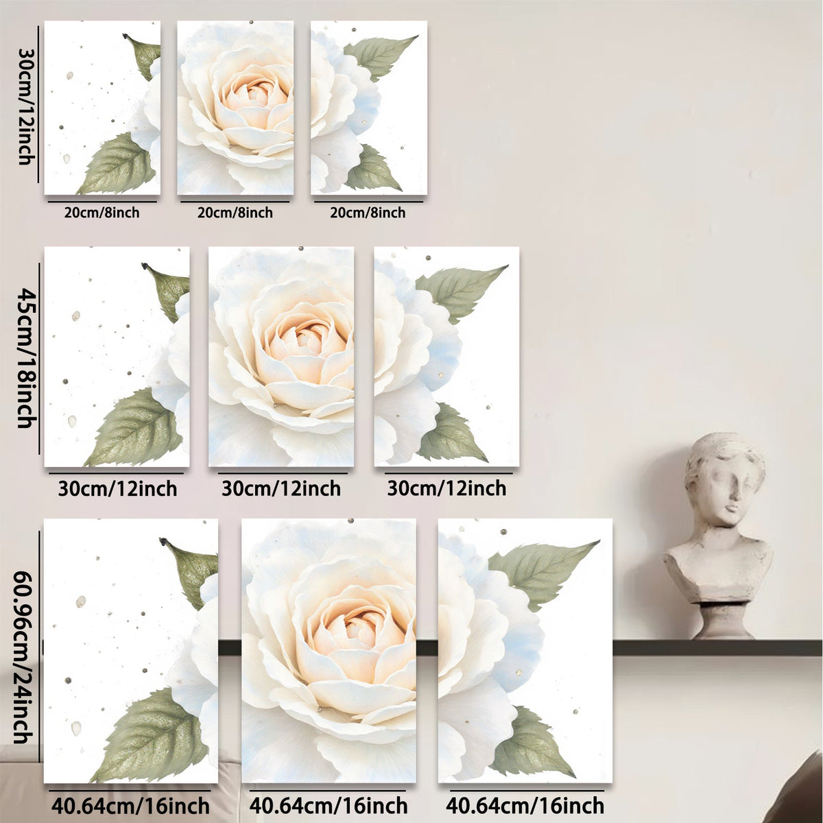 2D flat 1pc delicate blush rose bloom wall art canvas prints for living room bedroom farmhouse decor botanical floral paintings modern minimalist gallery wrapped
