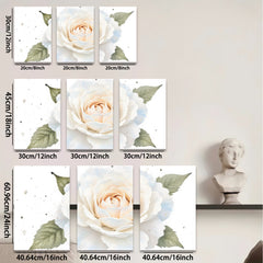 2D flat 1pc delicate blush rose bloom wall art canvas prints for living room bedroom farmhouse decor botanical floral paintings modern minimalist gallery wrapped