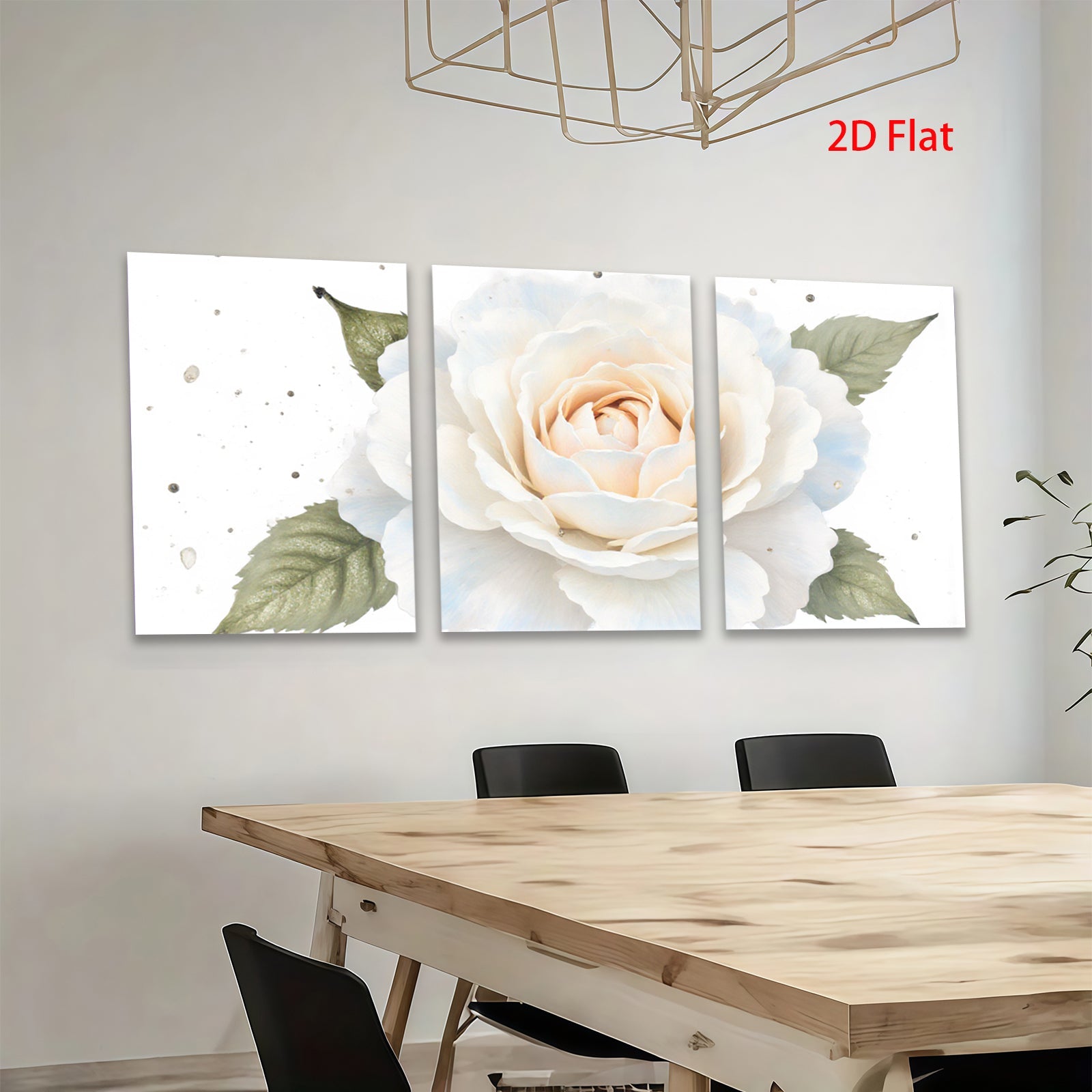 2D flat 1pc delicate blush rose bloom wall art canvas prints for living room bedroom farmhouse decor botanical floral paintings modern minimalist gallery wrapped