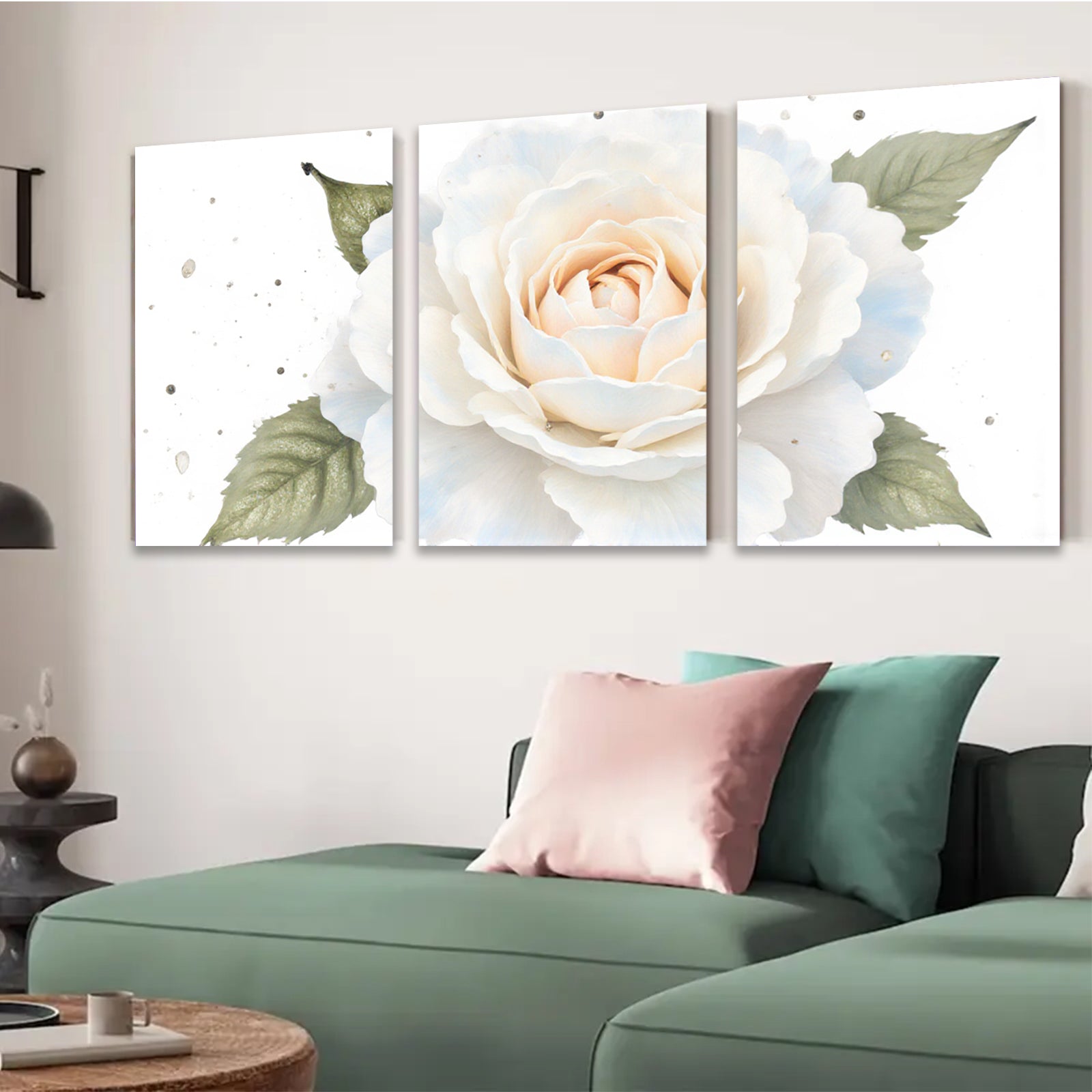 2D flat 1pc delicate blush rose bloom wall art canvas prints for living room bedroom farmhouse decor botanical floral paintings modern minimalist gallery wrapped