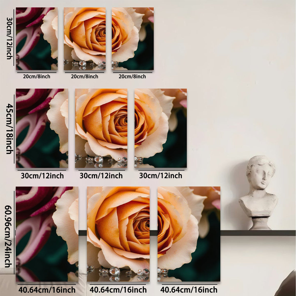 2D flat 1pc delicate blush rose bloom wall art for living room bedroom home decor farmhouse style gallery wrapped canvas prints modern floral artwork