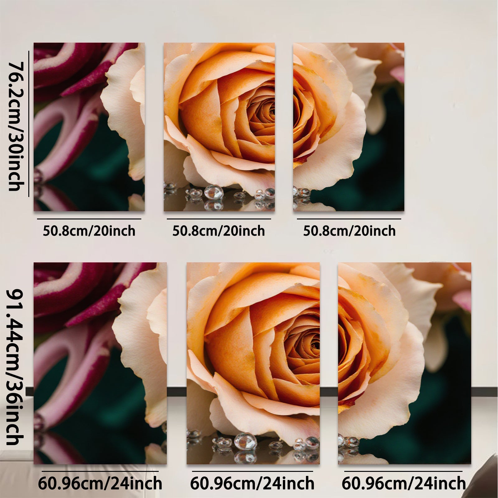 2D flat 1pc delicate blush rose bloom wall art for living room bedroom home decor farmhouse style gallery wrapped canvas prints modern floral artwork