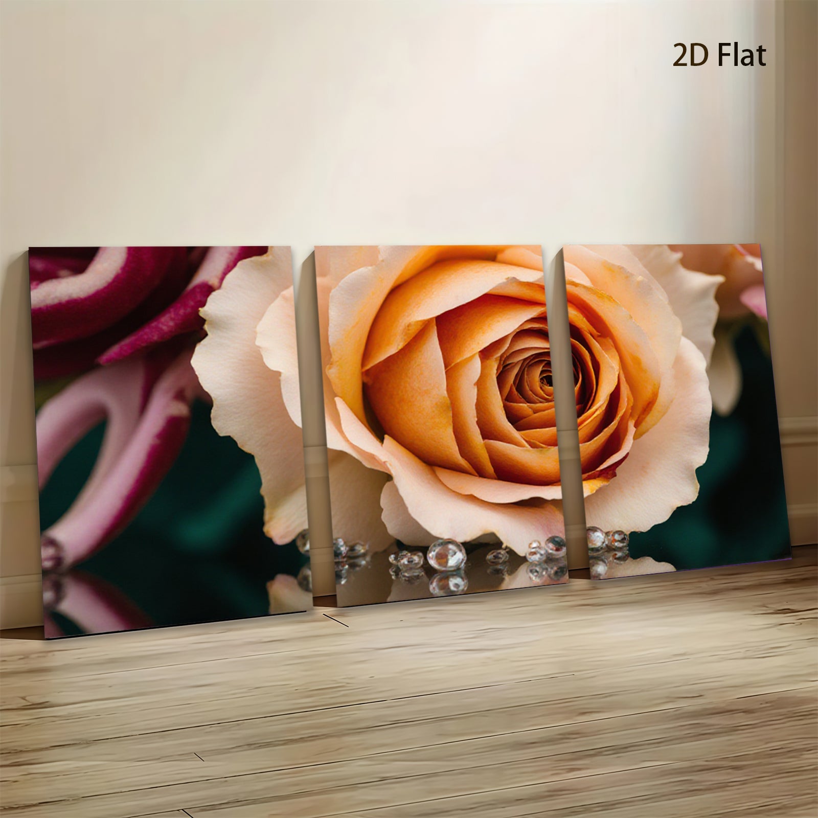 2D flat 1pc delicate blush rose bloom wall art for living room bedroom home decor farmhouse style gallery wrapped canvas prints modern floral artwork