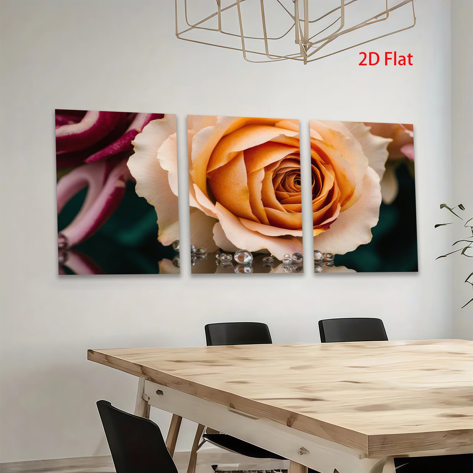 2D flat 1pc delicate blush rose bloom wall art for living room bedroom home decor farmhouse style gallery wrapped canvas prints modern floral artwork