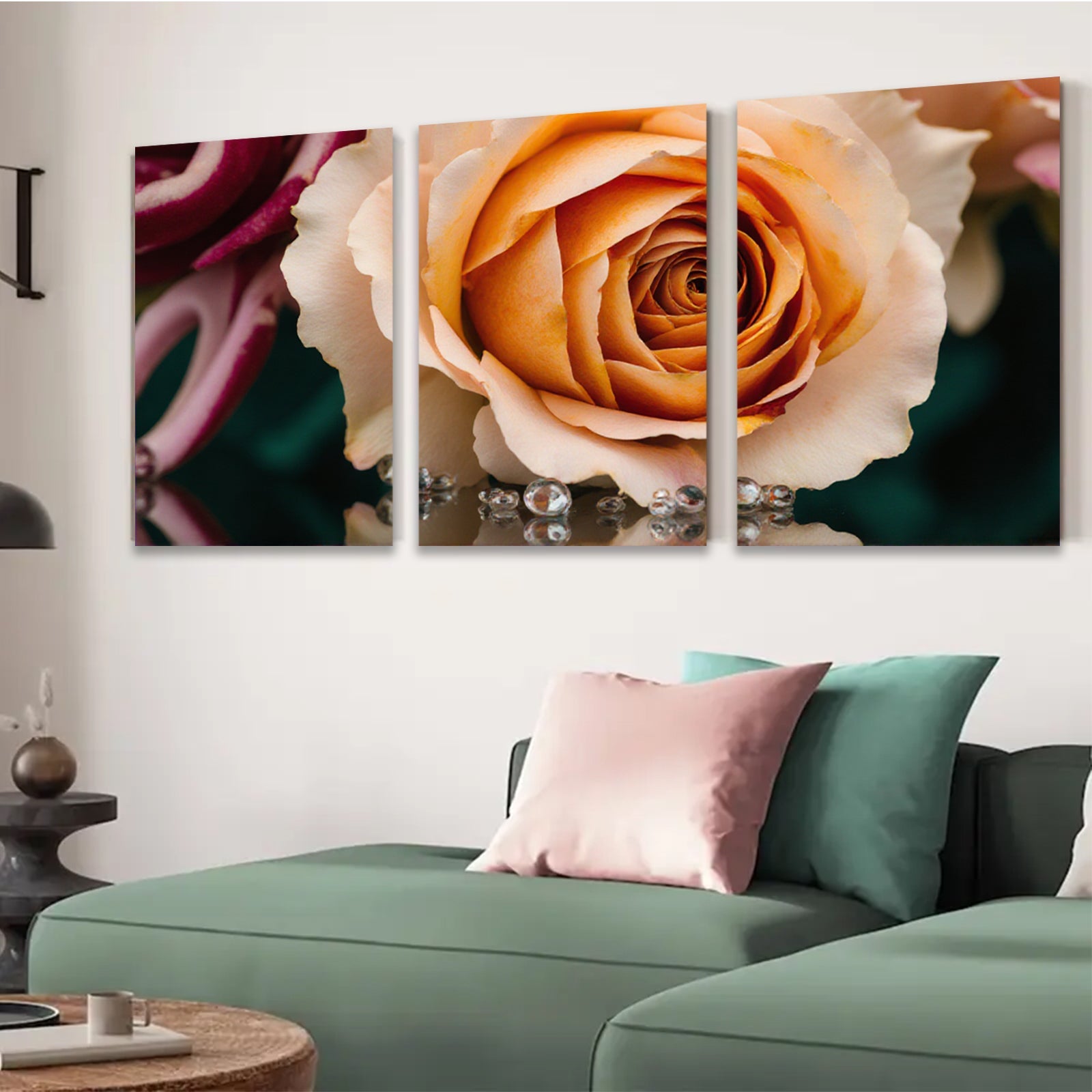 2D flat 1pc delicate blush rose bloom wall art for living room bedroom home decor farmhouse style gallery wrapped canvas prints modern floral artwork