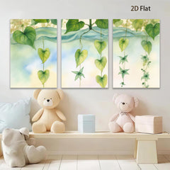 2D flat 1pc delicate botanical heartleaf vines wall art canvas prints for living room bedroom gallery wrapped modern farmhouse decor floral accent
