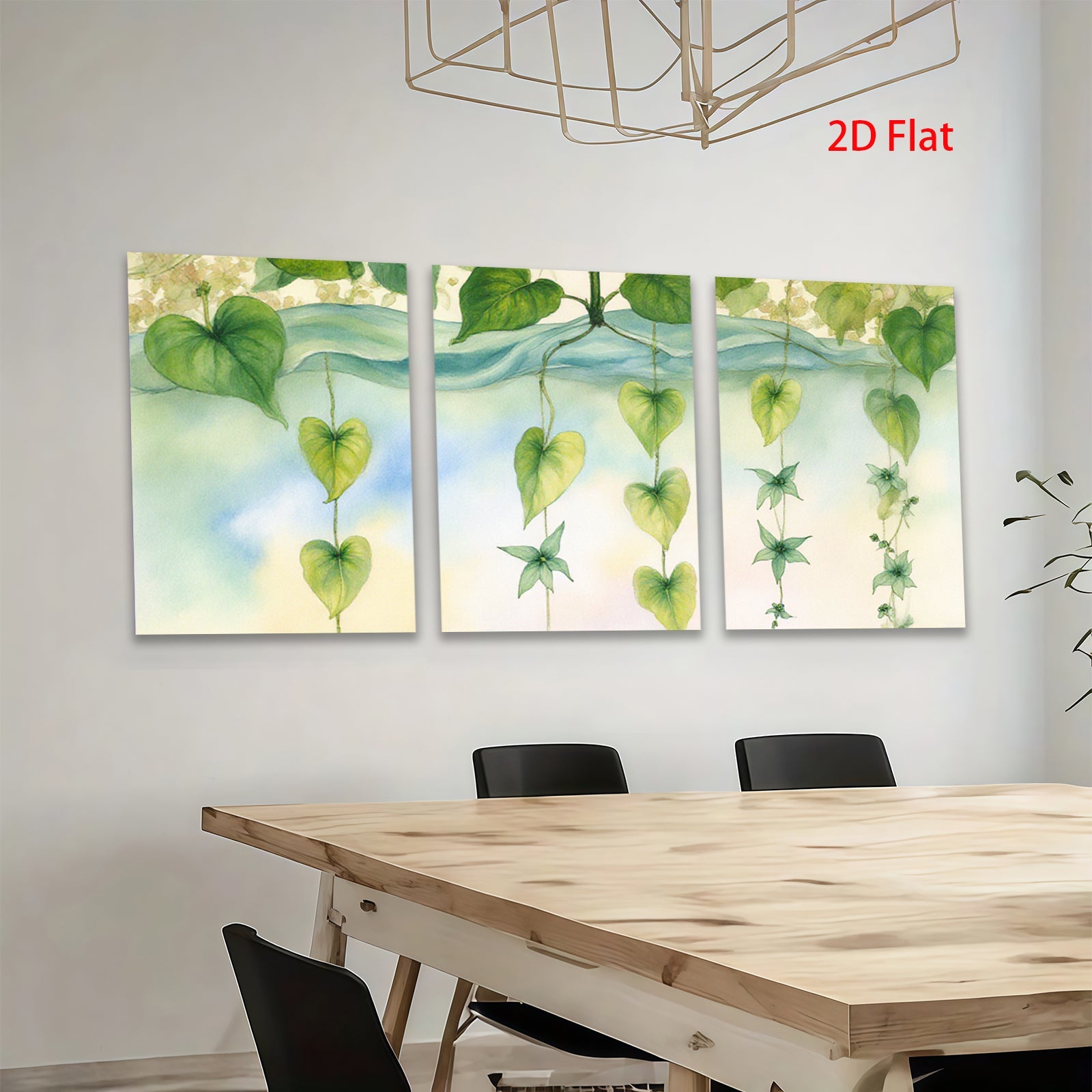 2D flat 1pc delicate botanical heartleaf vines wall art canvas prints for living room bedroom gallery wrapped modern farmhouse decor floral accent
