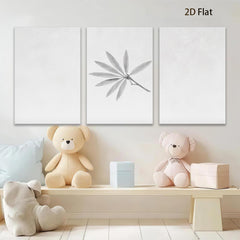 2D flat 1pc delicate botanical sketch leafy fronds wall decor farmhouse living room bedroom gallery wrapped canvas print modern minimalist aesthetic