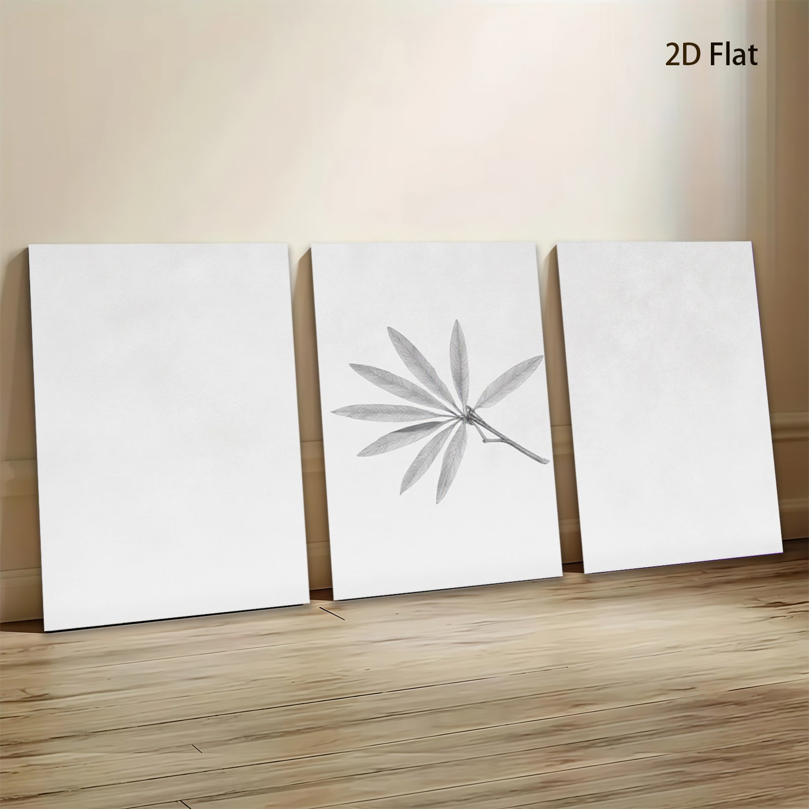 2D flat 1pc delicate botanical sketch leafy fronds wall decor farmhouse living room bedroom gallery wrapped canvas print modern minimalist aesthetic
