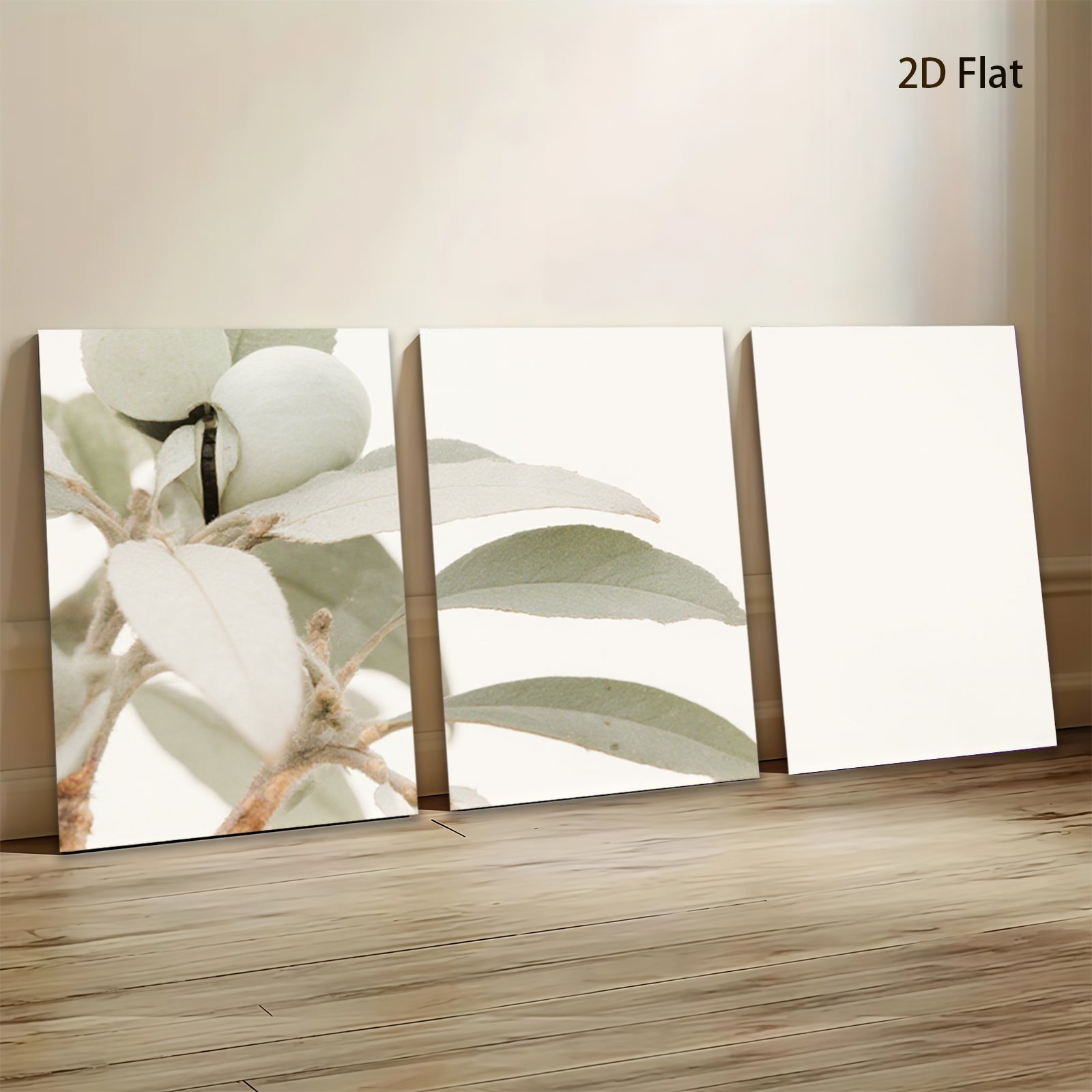 2D flat 1pc delicate botanical study farmhouse wall art modern minimalist d��cor living room bedroom gallery wrapped canvas print cozy neutral aesthetic