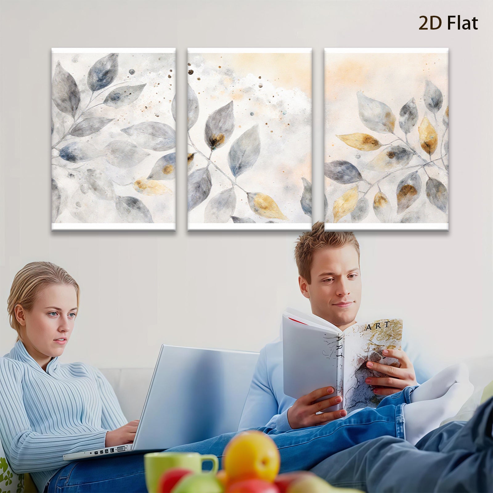 2D flat 1pc delicate botanical wall art leafy branches modern farmhouse living room bedroom decor gallery wrapped canvas prints ready to hang inspiring