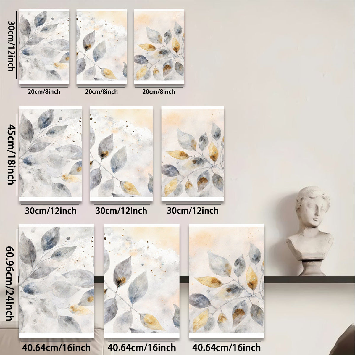 2D flat 1pc delicate botanical wall art leafy branches modern farmhouse living room bedroom decor gallery wrapped canvas prints ready to hang inspiring
