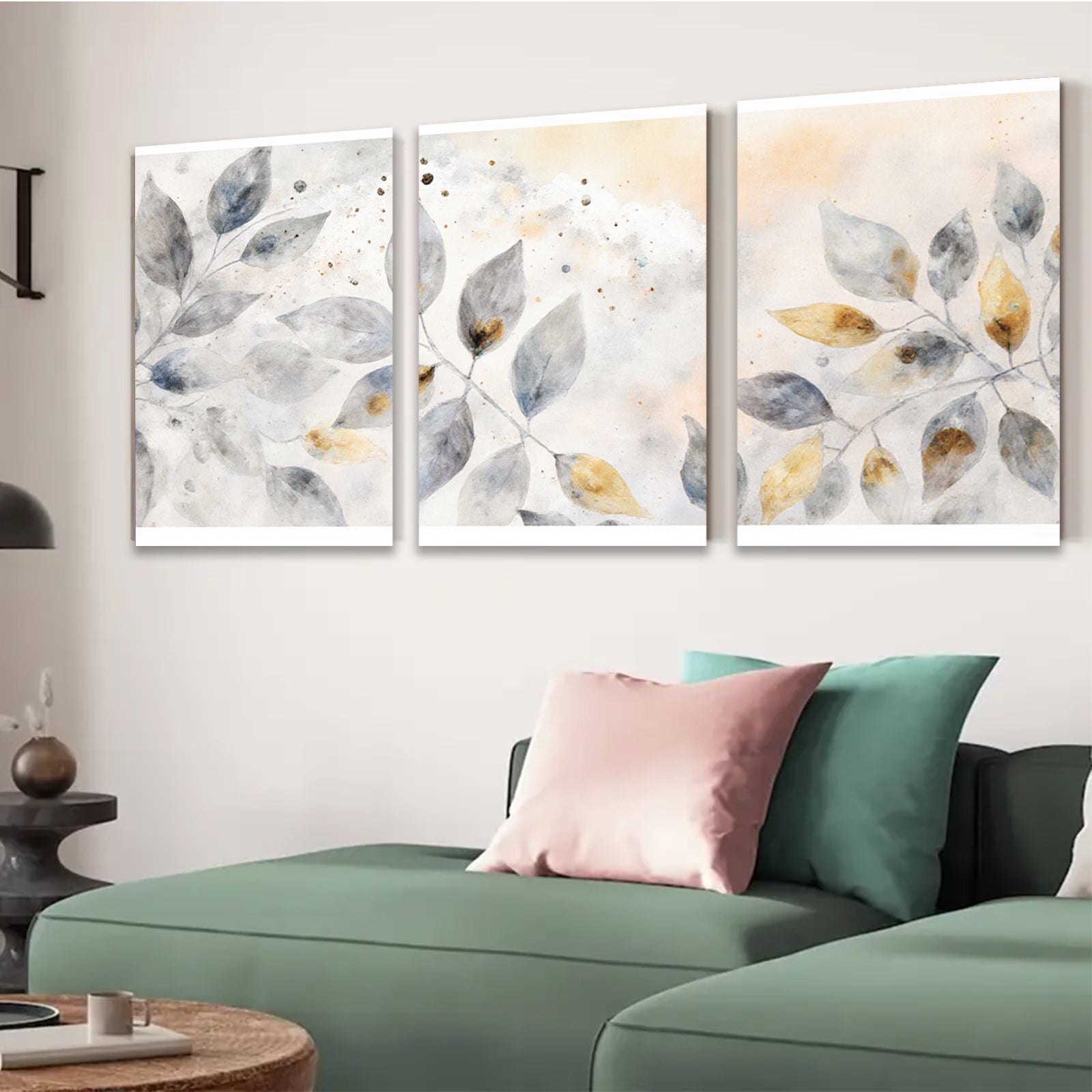 2D flat 1pc delicate botanical wall art leafy branches modern farmhouse living room bedroom decor gallery wrapped canvas prints ready to hang inspiring
