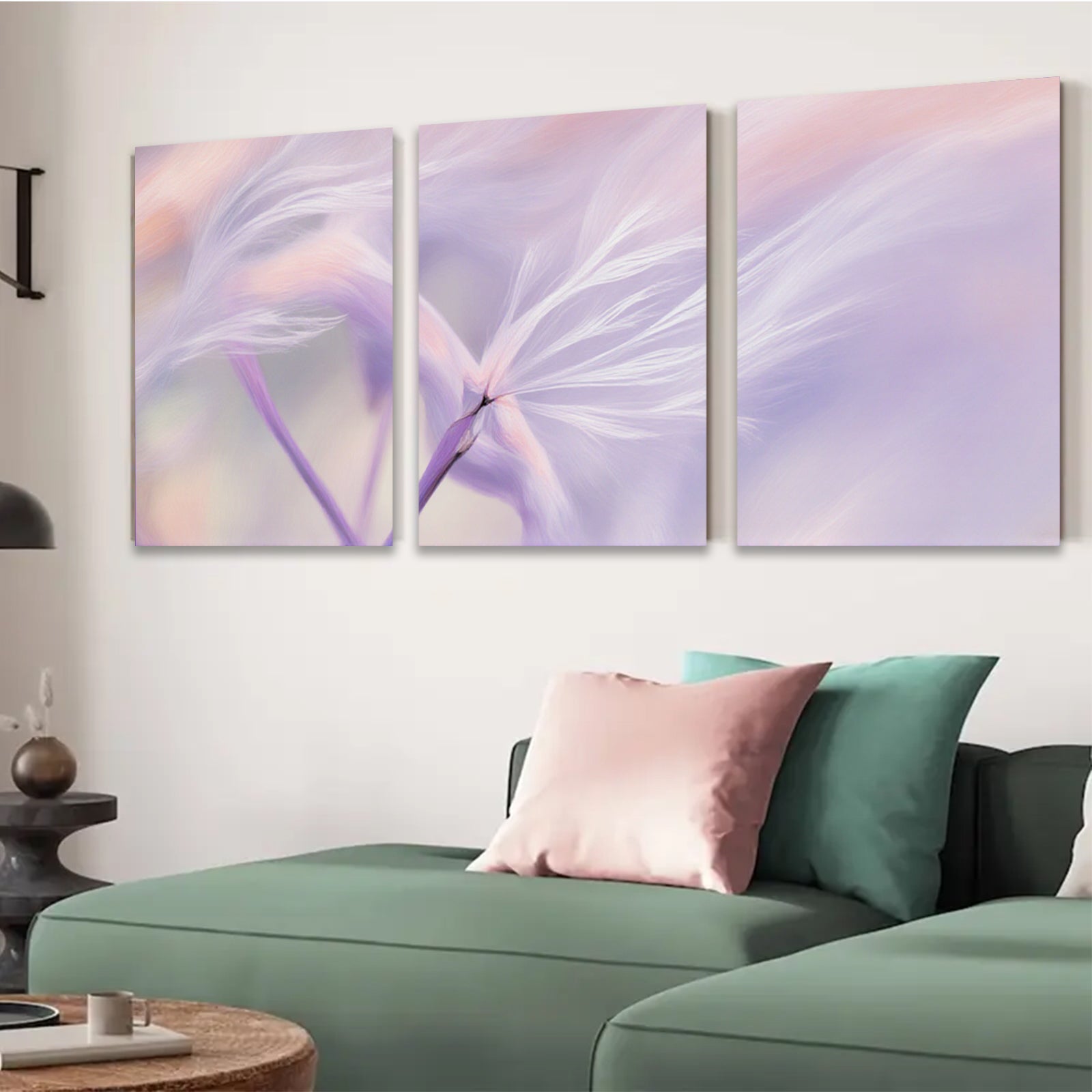 2D flat 1pc delicate dandelion seeds blowing in wind farmhouse wall art living room bedroom decor modern minimalist gallery wrapped canvas prints botanical nature floral