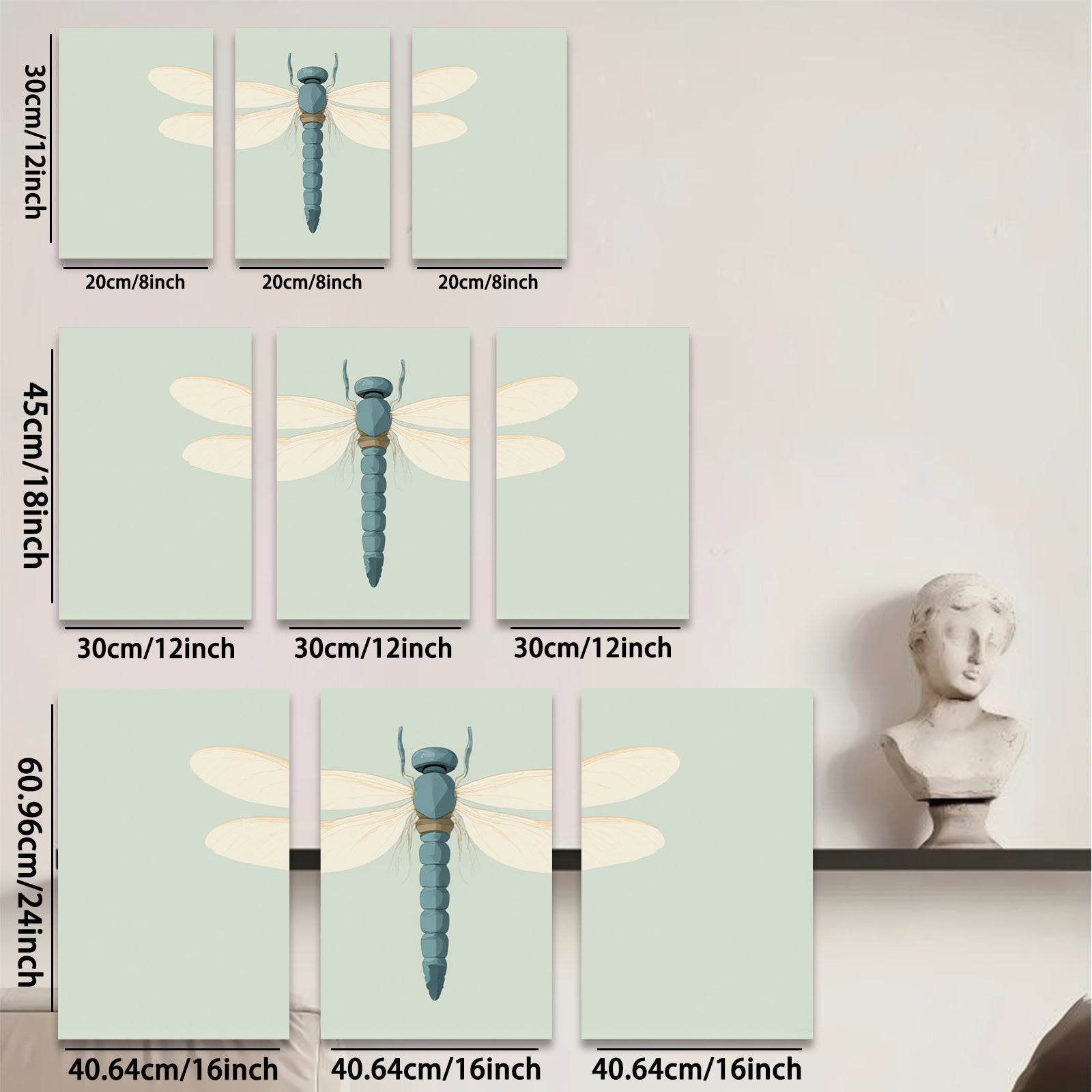 2D flat 1pc delicate dragonfly wall art botanical insect painting modern farmhouse living room bedroom decor gallery wrapped canvas prints