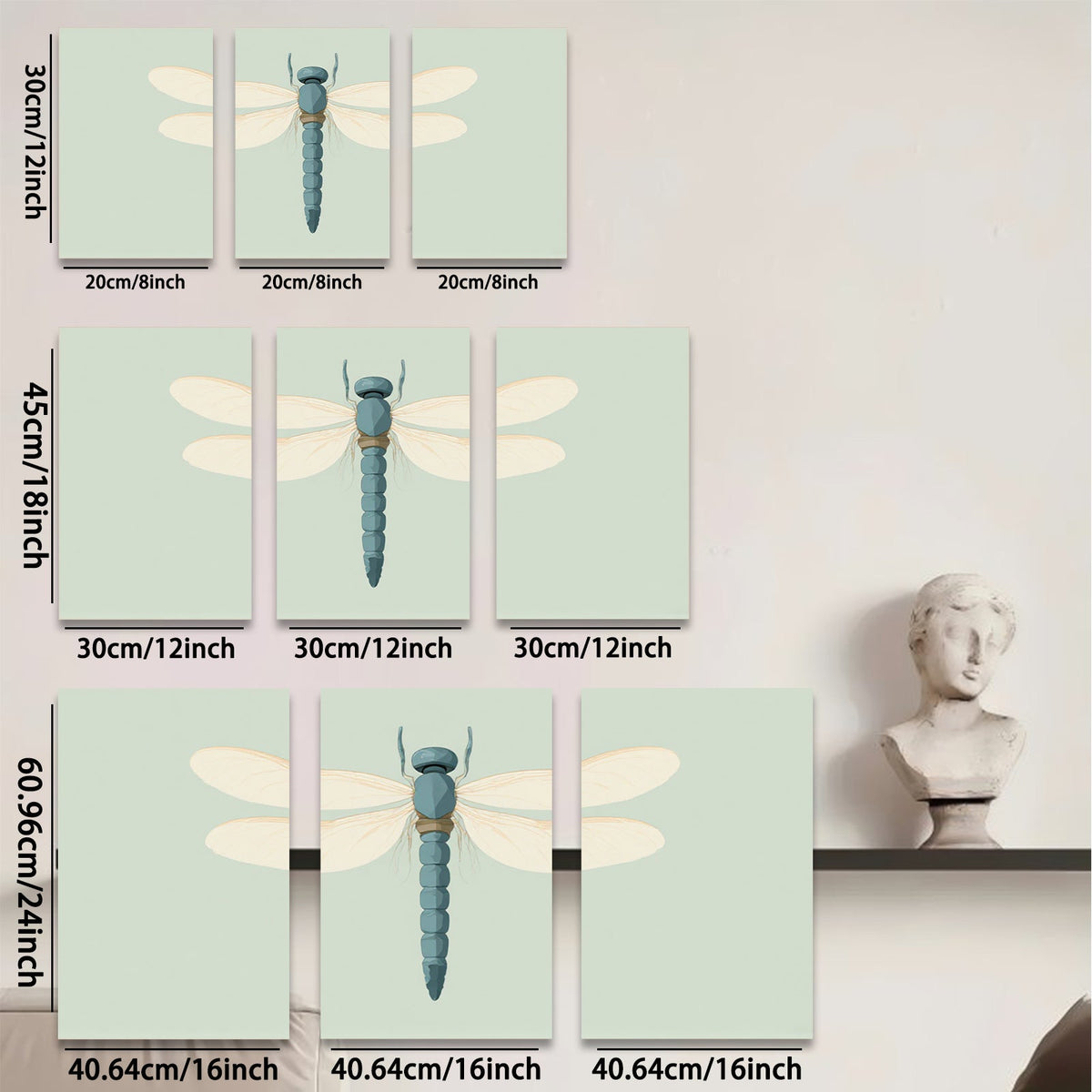 2D flat 1pc delicate dragonfly wall art botanical insect painting modern farmhouse living room bedroom decor gallery wrapped canvas prints